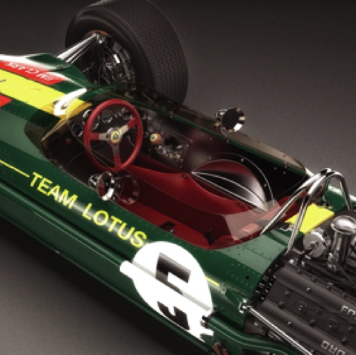 Cockpit en cuir rouge typique des créations de Colin Chapman...