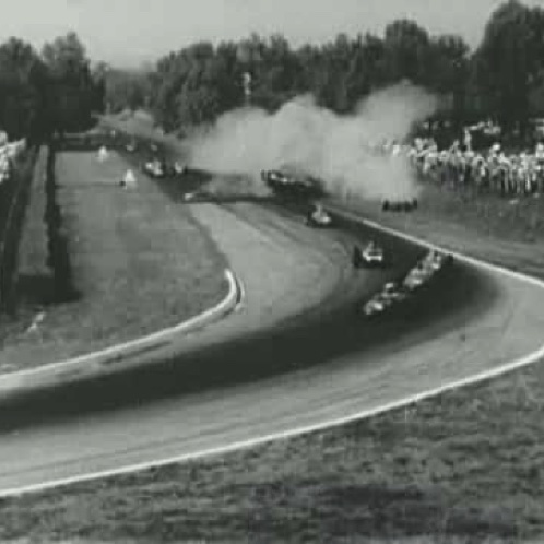 L'accrochage et l'accident entre Jim Clark et Wolfgang Von Trips au bout de la ligne droite